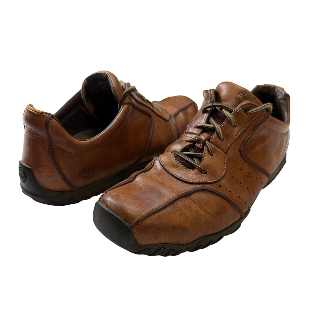 Timberland Mens Brown Leather Oxford Shoes Lace Up Casual Sneakers Size 11 11M